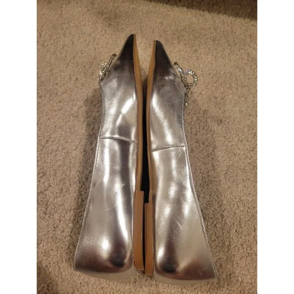 New Abound Gorgi Bow Flats Slip On Shoes Women's Silver Crystal Bow Size US 8 - Picture 8 of 10